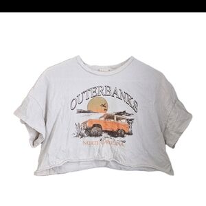 Altar'd State Outerbanks Graphic Crop Top - White and Orange